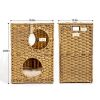 Rattan Cat Litter,Cat Bed with Ball and Cushion, Brown - Default
