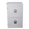 2-Tier Functional Wood Cat Washroom Litter Box Cover with Multiple Vents;  a Round Entrance;  Openable Door - White