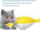 Fish Shape Built-in Small Bell Cat Pet Toothbrush Refillable Catnip Simulation Fish Teeth Cleaning 2 in 1 Chew Toys - yellow
