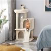 36" Cat Tree with Condo and Scratching Post Tower Kitten Activity Plush Play House Cat Nest - Beige