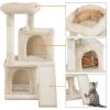36" Cat Tree with Condo and Scratching Post Tower Kitten Activity Plush Play House Cat Nest - Beige