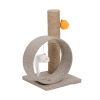 HOBBYZOO 13" Cat Tree Tower with Linen Circular Ring, Toys RT - Beige Brown