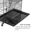 4 Tiers Rolling Cat Cage Pet Cage with Hammock;  Black - Black