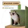 Cactus Cat Tree Cat Tower with Sisal Covered Scratching Post;  Cozy Condo;  Plush Perches and Fluffy Balls for Indoor Cats XH - Green+Brown