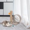 HOBBYZOO 13" Cat Tree Tower with Linen Circular Ring, Toys RT - Beige Brown