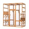 Outdoor Cat Enclosure, Large Wood Cat Cage with Sunlight Top Panel, Perches, Sleeping Boxes, Pet Playpen, Orange - Orange