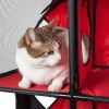 Pet Life Kitty-Play Obstacle Travel Collapsible Soft Folding Pet Cat House - Red, Black