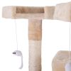 Multi-Level Cat Tree Tower House with Play Tunnel and Dangling Interactive Toy - Beige
