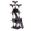 Multi-Level Cat Tree Tower House with Play Tunnel and Dangling Interactive Toy - Gray