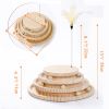Interactive Cat Toy, Modern Cat Tracks, Cat Feather Teaser, Wooden Self-Amusement Pet Toy, Circuit Ball Toy with 3 Levels for Small to Adult Cats Beig