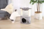 2-Level Medium Cat Condo with Hammock, Gray, 20" - Gray