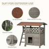 Indoor/Outdoor Cat House 2-Story Wooden Kitten Condo With Balcony Roof - Light Grey - 30"x20"x29"