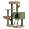 Cat Tree 41 Inches Cactus Tower with Sisal Covered Scratching Post and Cozy - Default