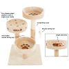 3-Tier Cat Tree - 2 Carpeted Napping Perches, Sisal Rope Scratching Post, Hanging Mouse, and Interactive Cheese Wheel Toy by (Tan) - Beige