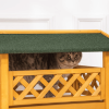Indoor/Outdoor Cat House 2-Story Wooden Kitten Condo With Balcony Roof - Natural Wood - 30"x20"x29"