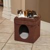 2-Story Cat Cube, Suede Brown - Suede Brown