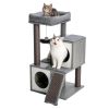Cat Tree Luxury 34 Inches Cat Tower with Double Condos; Spacious Perch; Fully Wrapped Scratching Sisal Posts and Replaceable Dangling Balls Gray - as
