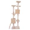 Multi-Level Cat Tree Tower House with Play Tunnel and Dangling Interactive Toy - Beige