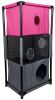 Pet Life Kitty-Square Obstacle Soft Folding Sturdy Play-Active Travel Collapsible Travel Pet Cat House Furniture - Pink, Grey