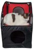 Pet Life Kitty-Play Obstacle Travel Collapsible Soft Folding Pet Cat House - Red, Black