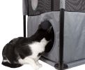 Pet Life Kitty-Square Obstacle Soft Folding Sturdy Play-Active Travel Collapsible Travel Pet Cat House Furniture - Pink, Grey