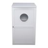 2-Tier Functional Wood Cat Washroom Litter Box Cover with Multiple Vents;  a Round Entrance;  Openable Door - White