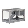 2-story Wooden Rabbit Cage;  Bunny Hutch with Ladder;  Openable Roof and Removable Tray;  Gray - gray