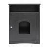 Cat's Wooden House Indoor Feline Condo Toilet Litter Box Hideaway Beside Table Nightstand;  Black - Black