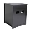 Cat's Wooden House Indoor Feline Condo Toilet Litter Box Hideaway Beside Table Nightstand;  Black - Black