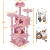 54.5" Double Condo Cat Tree with Scratching Post Tower - pink - 70in