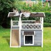 Cat House for Outdoor Cats Weatherproof with Scratching Pad and Escape Door - Default