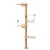 Wall-Mounted Cat Scratching Pad for Small to Large Cat, Indoor Wood Cat Tree with Hammock, Cat Scratcher Perch - Burlywood