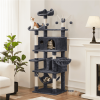 67'' H Multi-Level Cat Tree Cat Tower with Condos - Dark Gray