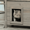 Indoor/Outdoor Cat House 2-Story Wooden Kitten Condo With Balcony Roof - Light Grey - 30"x20"x29"