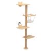 Wall-Mounted Cat Scratching Pad for Small to Large Cat, Indoor Wood Cat Tree with Hammock, Cat Scratcher Perch - Burlywood