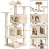 54.5" Double Condo Cat Tree with Scratching Post Tower - Beige - 70in