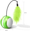 Rolling Pet Toys Interactive 360 Degree Automatic Self Rotating LED Light Sound Cat Chaser Ball Exercise with Detachable Feather - green