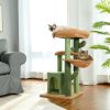 Cactus Cat Tree Cat Tower with Sisal Covered Scratching Post;  Cozy Condo;  Plush Perches and Fluffy Balls for Indoor Cats XH - Green+Brown