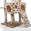 Sturdy Cat Tree Furniture for Multiple Cats with Flannel Covered 2 Condo Elevated Platform Activity Gift (Beige/Grey) XH - Beige