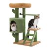 Unique Cactus Cat Tree Cat Tower with Sisal Covered Scratching Post, Cozy Condo, Plush Perches, Hanging Toy and Climbing Ladder - as picture