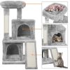 36" Cat Tree with Condo and Scratching Post Tower Kitten Activity Plush Play House Cat Nest - Light Gray