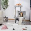 36" Cat Tree with Condo and Scratching Post Tower Kitten Activity Plush Play House Cat Nest - Light Gray