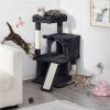 36" Cat Tree with Condo and Scratching Post Tower Kitten Activity Plush Play House Cat Nest - Black