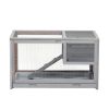 2-story Wooden Rabbit Cage;  Bunny Hutch with Ladder;  Openable Roof and Removable Tray;  Gray - gray