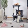 36" Cat Tree with Condo and Scratching Post Tower Kitten Activity Plush Play House Cat Nest - Dark Gray