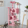 54.5" Double Condo Cat Tree with Scratching Post Tower - pink - 70in