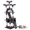 Multi-Level Cat Tree Tower House with Play Tunnel and Dangling Interactive Toy - Gray