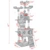 Multi-Level Cat Tree Tower House with Play Tunnel and Dangling Interactive Toy - Gray