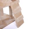 Multi-Level Cat Tree Tower House with Play Tunnel and Dangling Interactive Toy - Beige