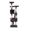 Multi-Level Cat Tree Tower House with Play Tunnel and Dangling Interactive Toy - Gray